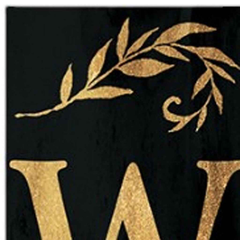 72" Black And Gold Solid Wood Welcome  Porch Sign