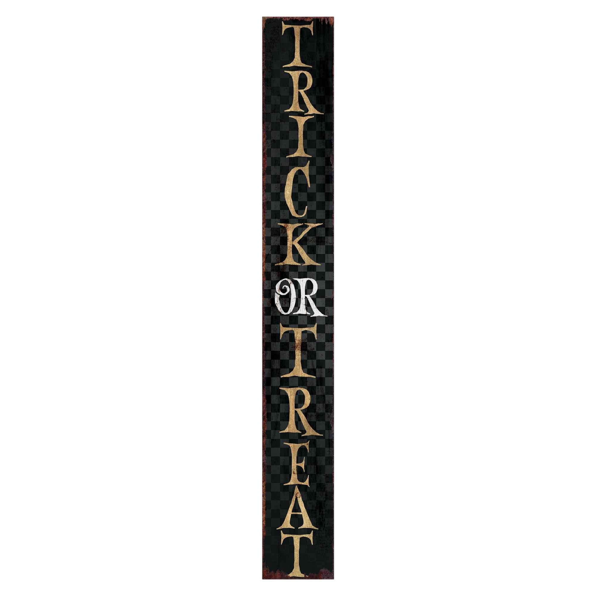 72" Black And Gold Solid Wood Trick or Treat Halloween Porch Sign