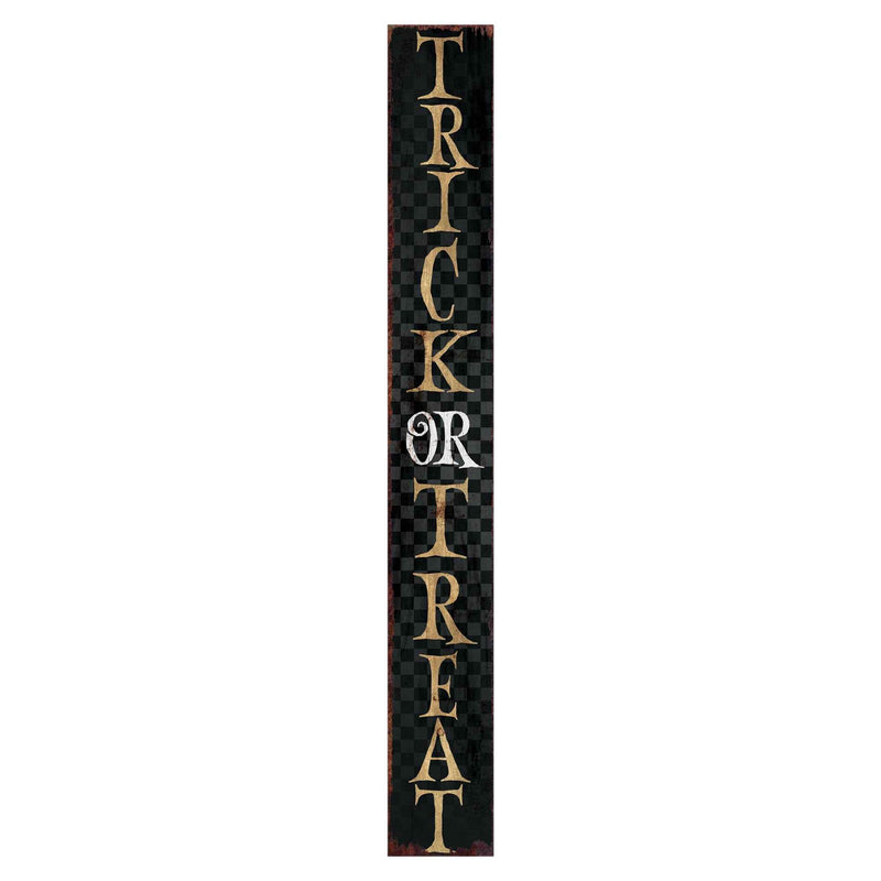 72" Black And Gold Solid Wood Trick or Treat Halloween Porch Sign