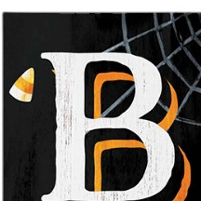 72" Black White And Orange Halloween Ghost Solid Wood Porch Sign