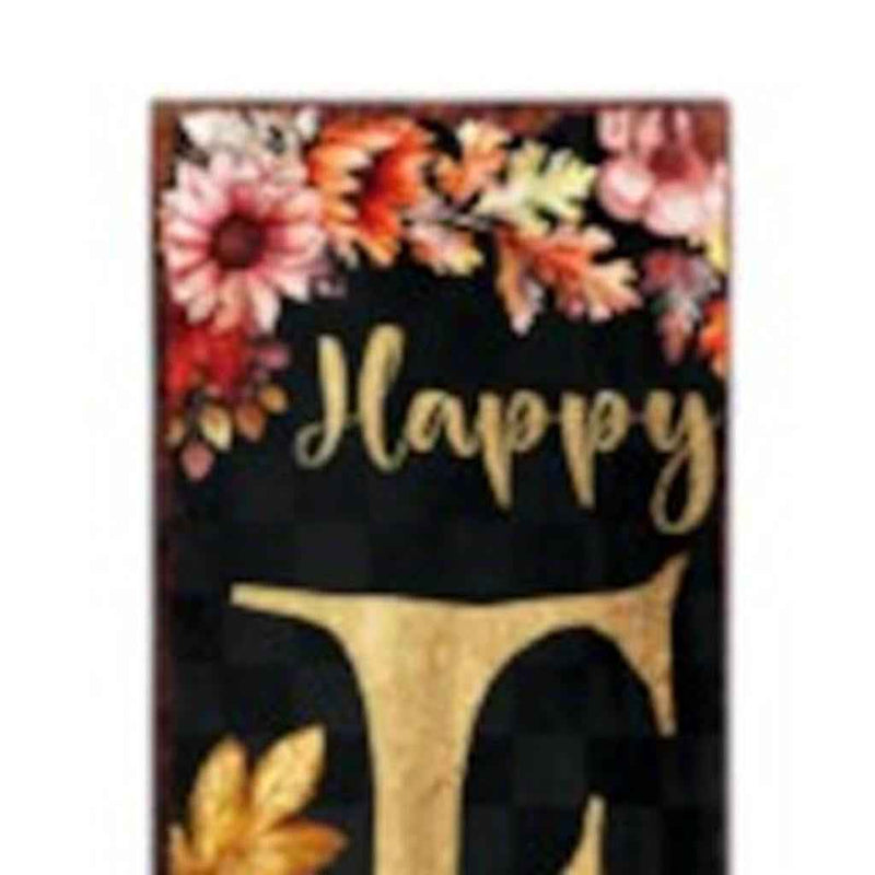 72" Black Gold And Orange Solid Wood Happy Fall Porch Sign