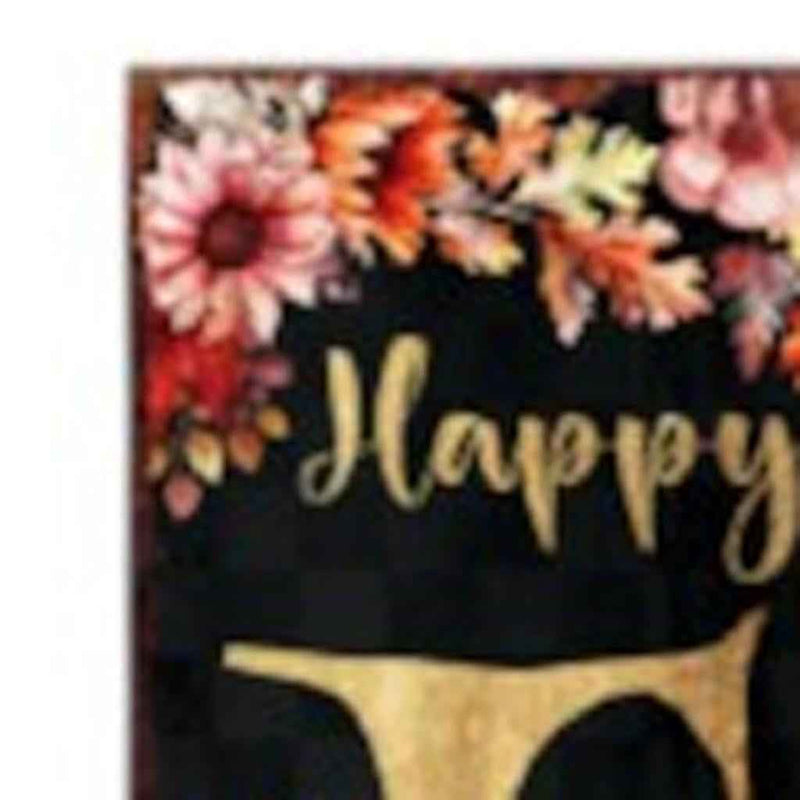 72" Black Gold And Orange Solid Wood Happy Fall Porch Sign