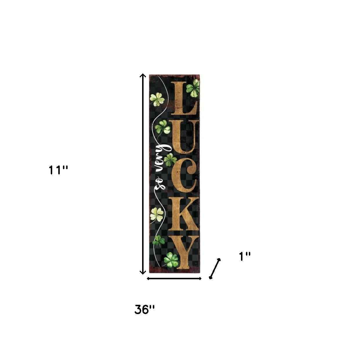 36" Black Gold And Green Solid Wood Luck St Patrick's Day Porch Sign