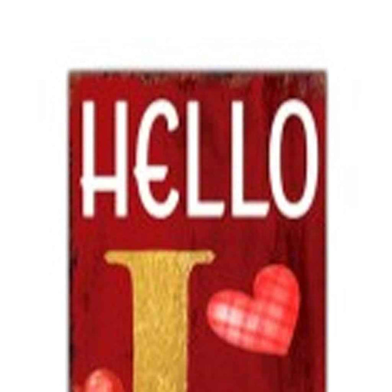 72" Red And Gold Solid Wood Hello Love Valentine's Day Porch Sign