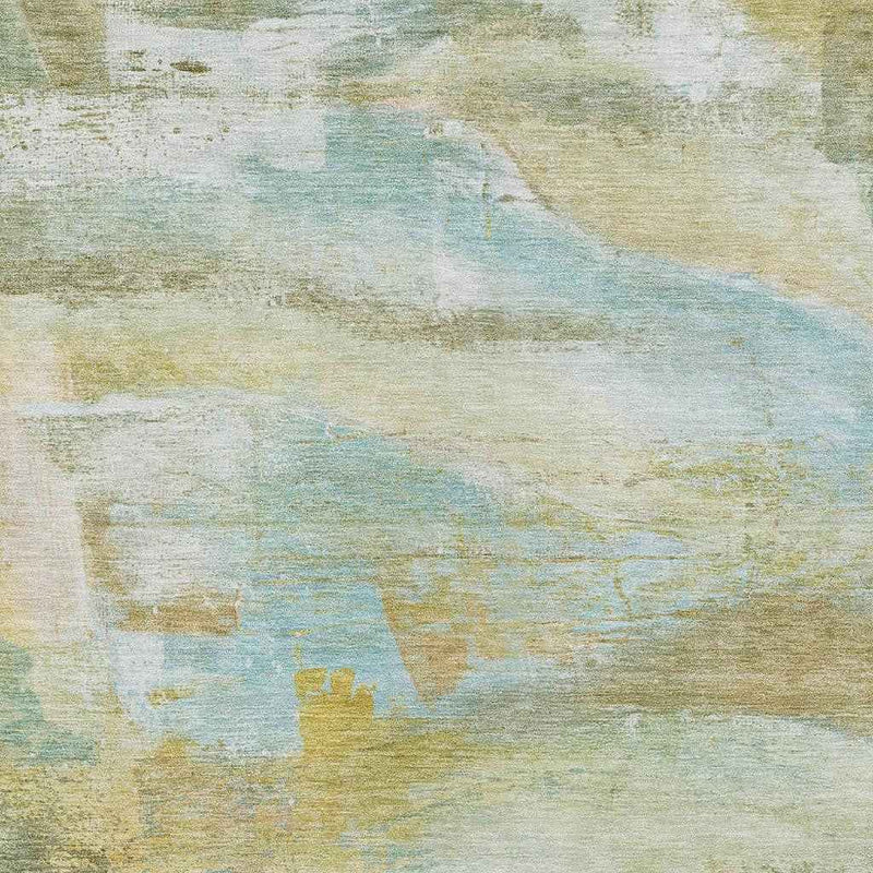 10' X 14' Beige Sky Blue And Ivory Abstract Washable Indoor Outdoor Area Rug