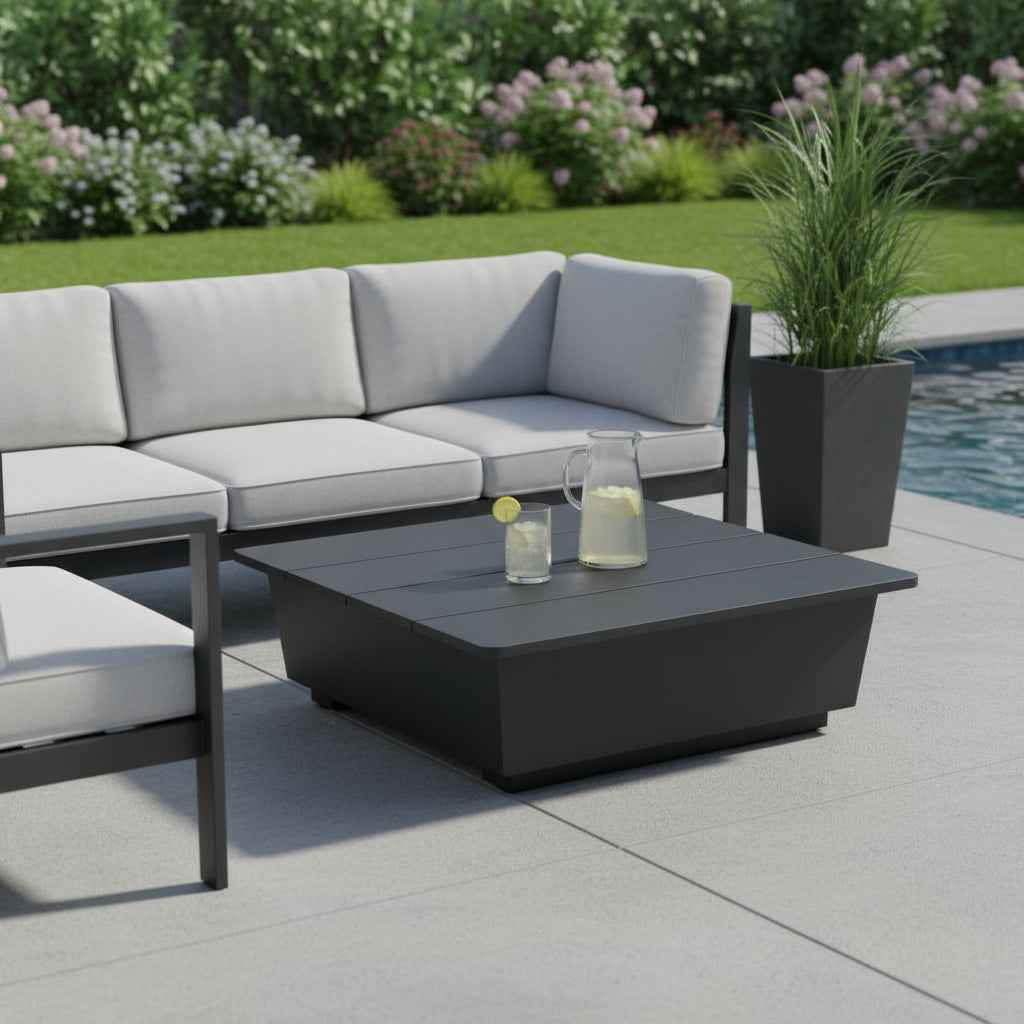 11" Black Aluminum Square Pedestal End Table