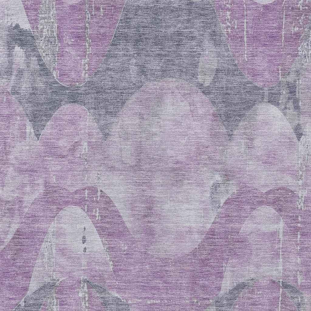 3' X 5' Lavender And Gray Abstract Washable Indoor Outdoor Area Rug