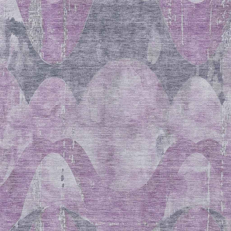 3' X 5' Lavender And Gray Abstract Washable Indoor Outdoor Area Rug