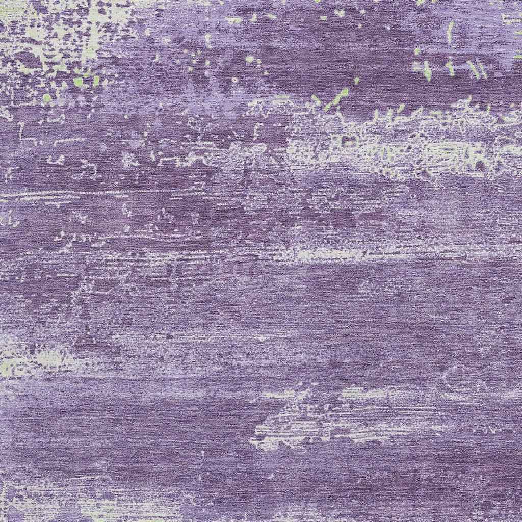 3' X 5' Purple And Ivory Abstract Washable Indoor Outdoor Area Rug