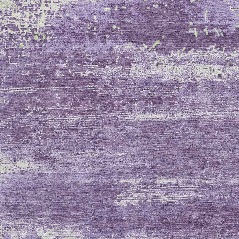 3' X 5' Purple And Ivory Abstract Washable Indoor Outdoor Area Rug