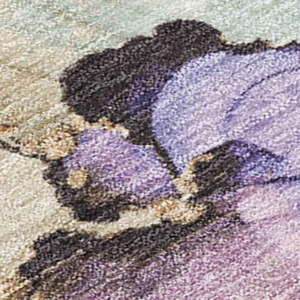 9' X 12' Lavender And Beige Abstract Washable Indoor Outdoor Area Rug