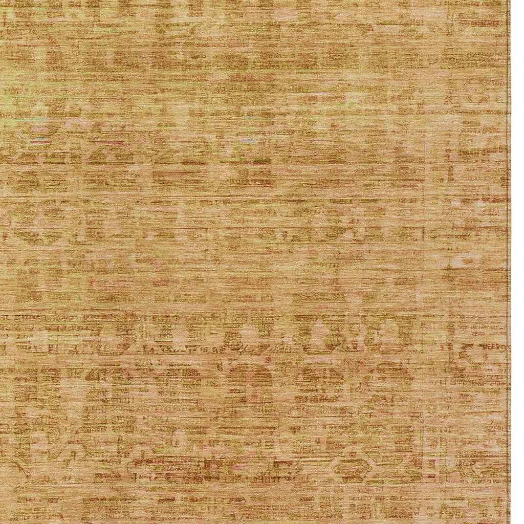 8' X 10' Salmon And Gold Abstract Washable Indoor Outdoor Area Rug