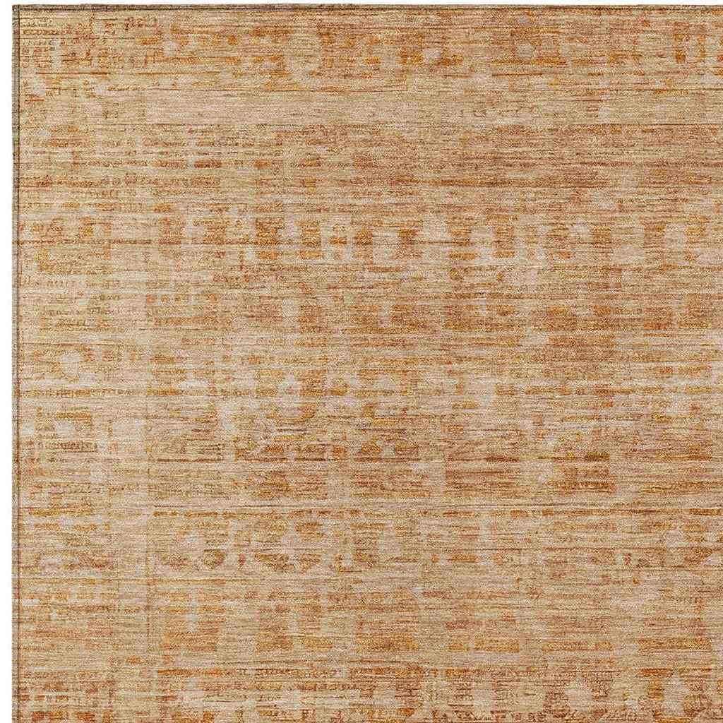 8' X 10' Coral And Peach Abstract Washable Indoor Outdoor Area Rug