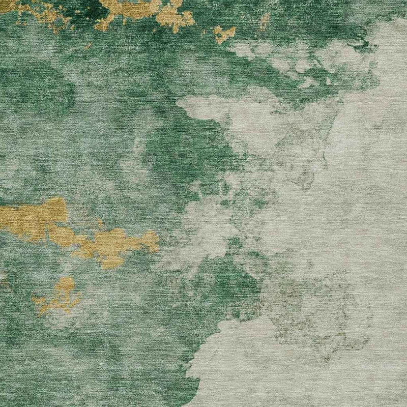 8' X 10' Emerald Sage And Ivory Abstract Washable Indoor Outdoor Area Rug