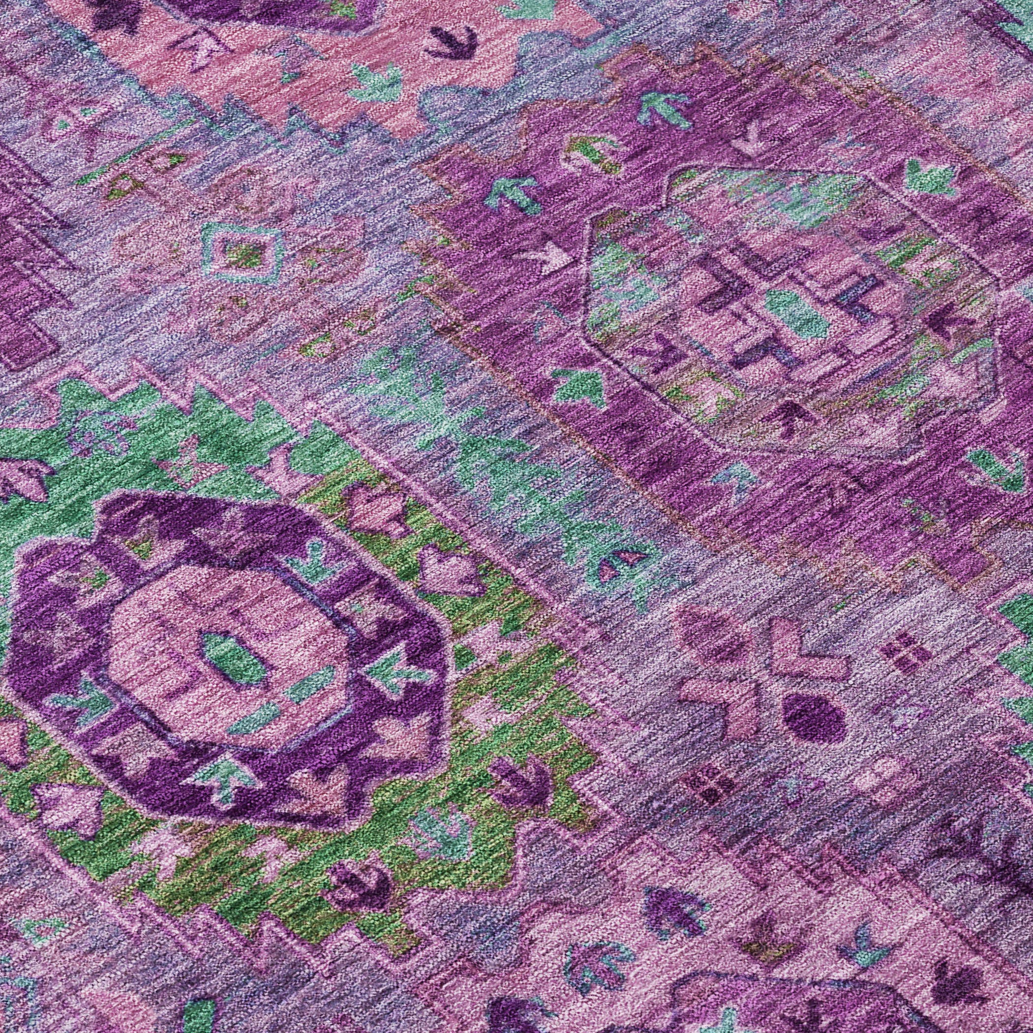 3' X 5' Purple Teal Blue And Green Medallion Washable Indoor Outdoor Area Rug - Sports & Outdoor