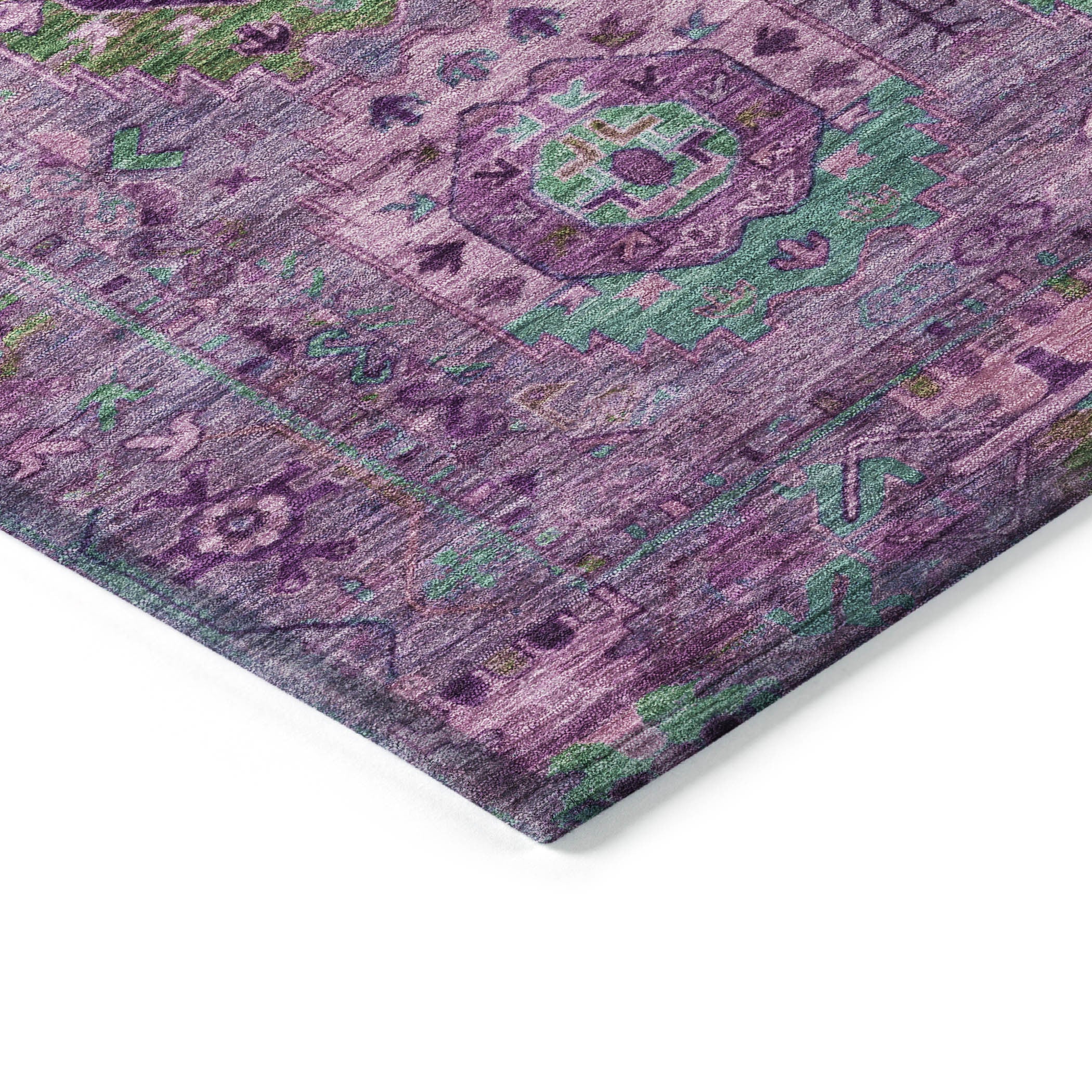 3' X 5' Purple Teal Blue And Green Medallion Washable Indoor Outdoor Area Rug - Sports & Outdoor