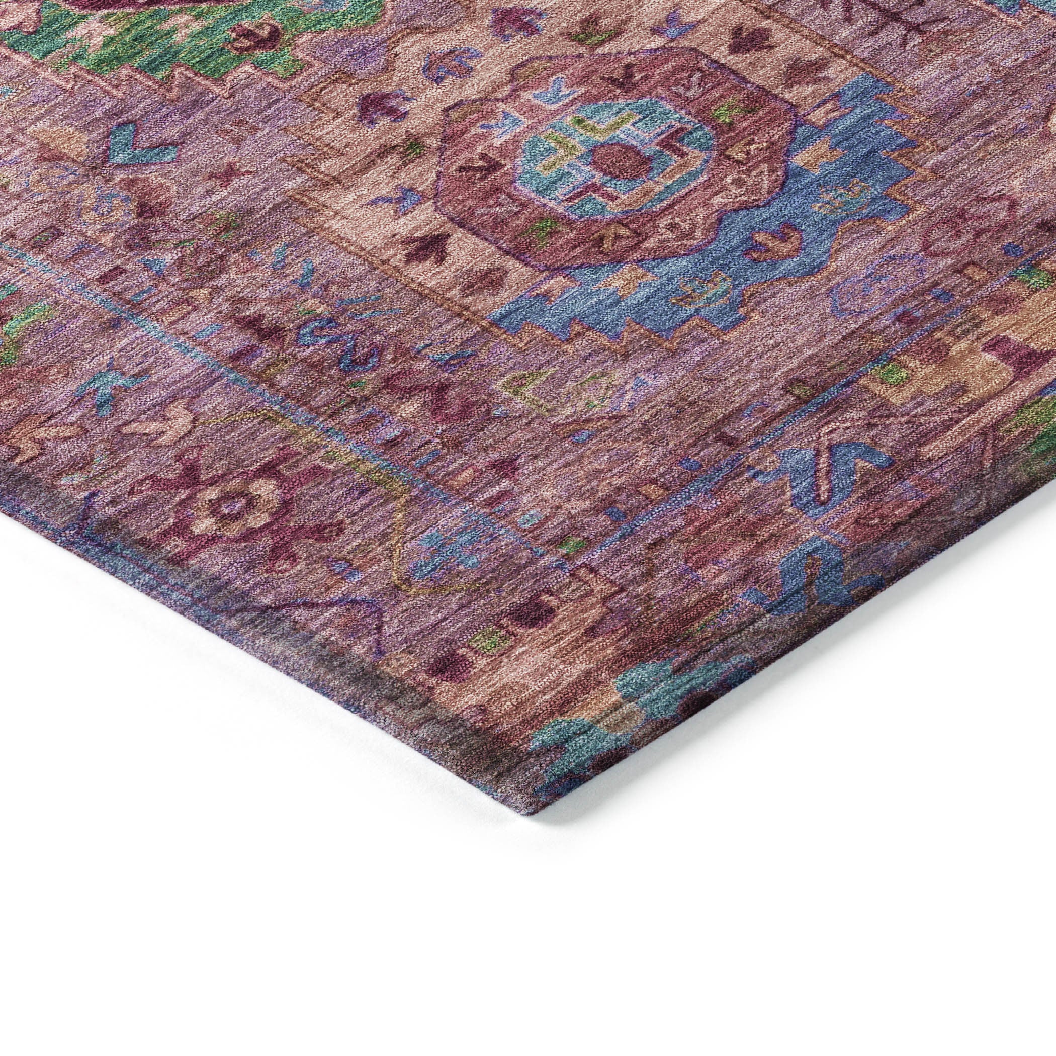 5' X 8' Pink Green And Mauve Medallion Washable Indoor Outdoor Area Rug - Sports & Outdoor