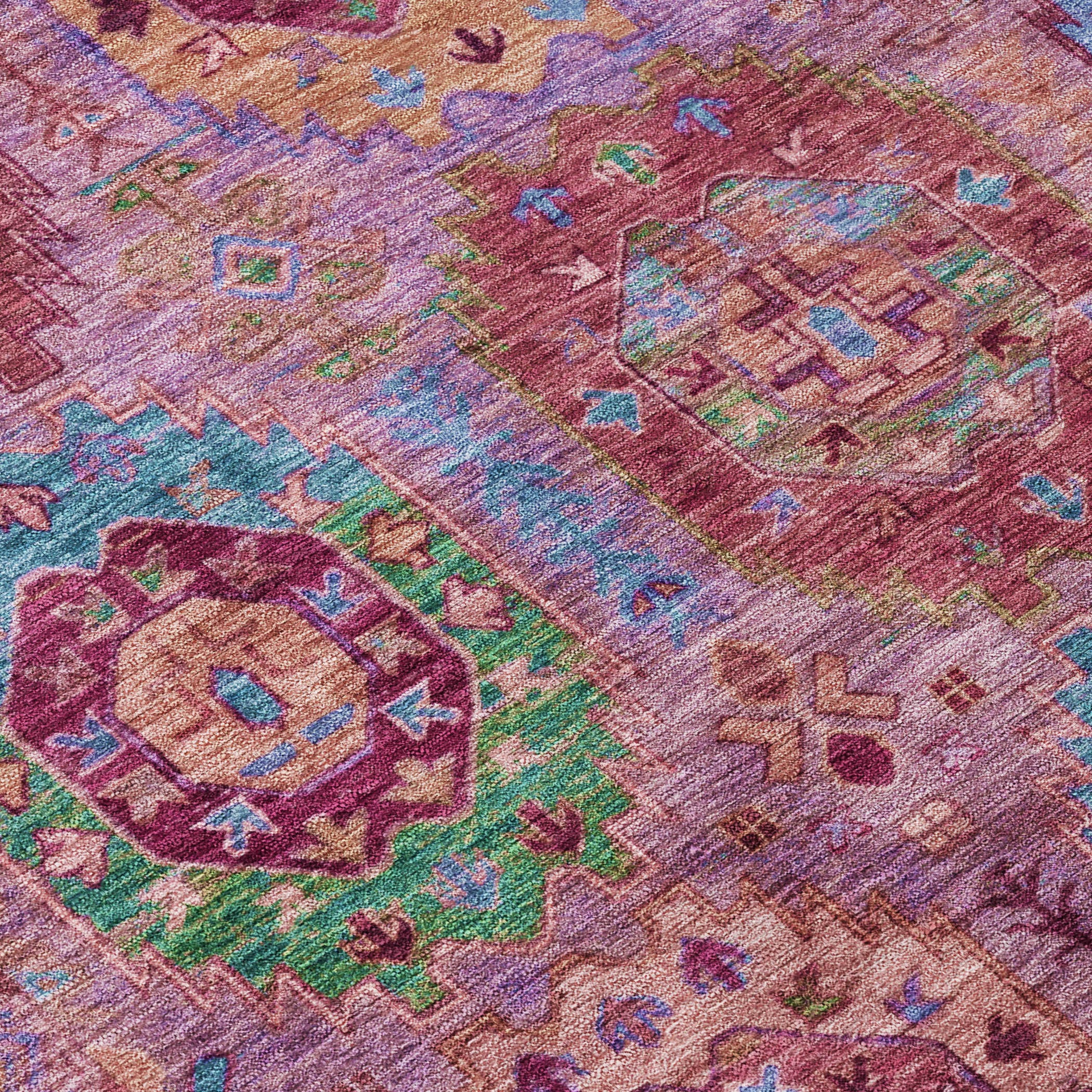 5' X 8' Pink Green And Mauve Medallion Washable Indoor Outdoor Area Rug - Sports & Outdoor