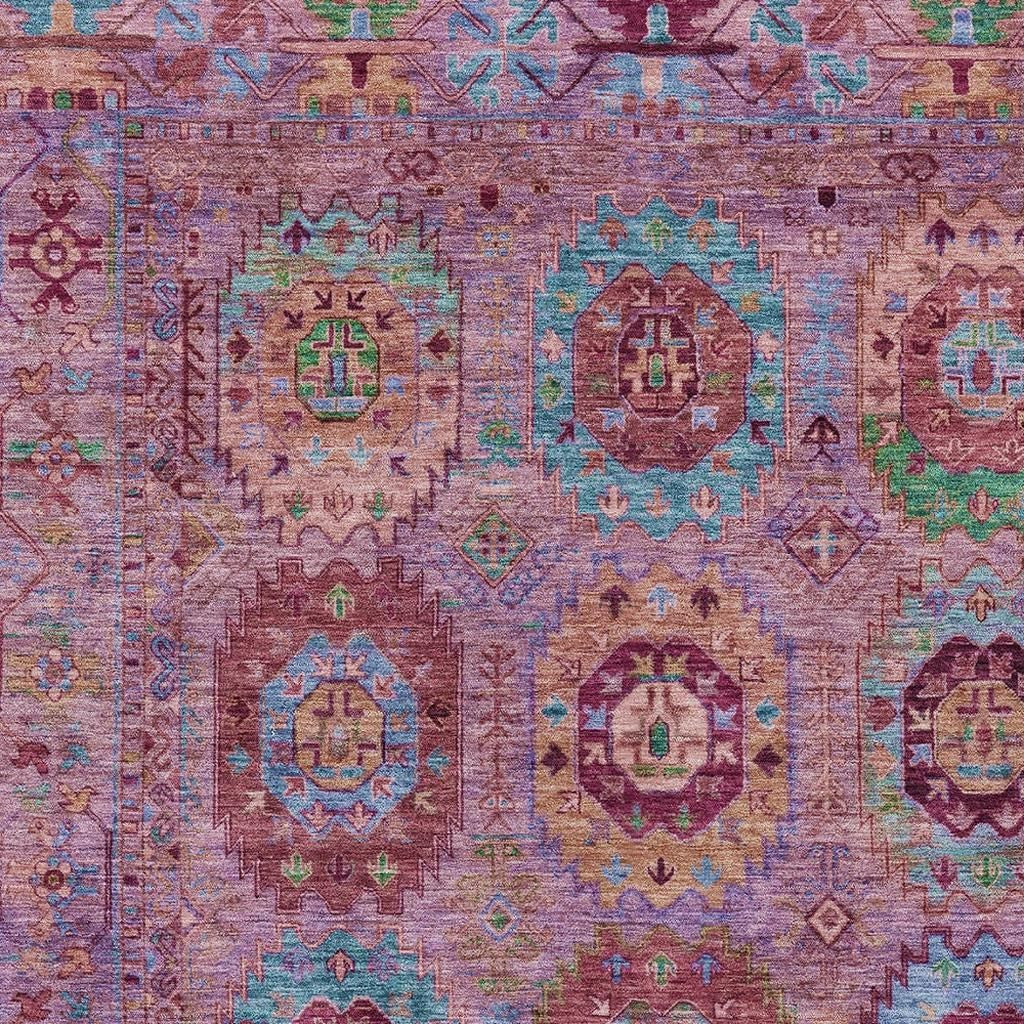 5' X 8' Pink Green And Mauve Medallion Washable Indoor Outdoor Area Rug - Sports & Outdoor