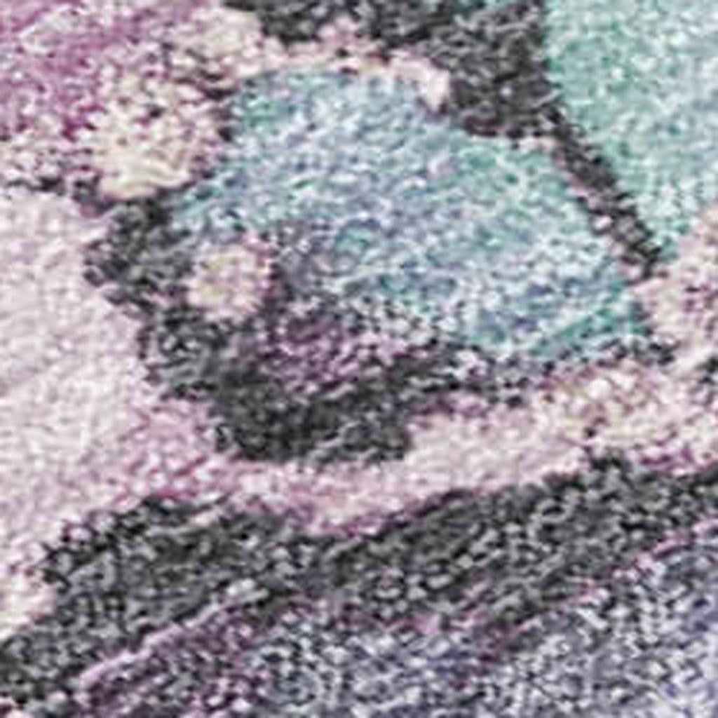 8' X 10' Pale Aqua And Lavender Abstract Washable Indoor Outdoor Area Rug