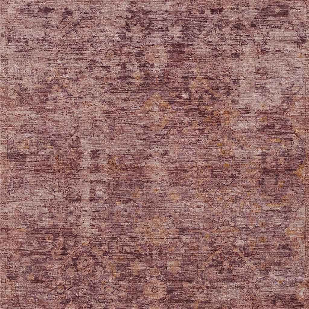5' X 8' Merlot And Blush Abstract Washable Indoor Outdoor Area Rug