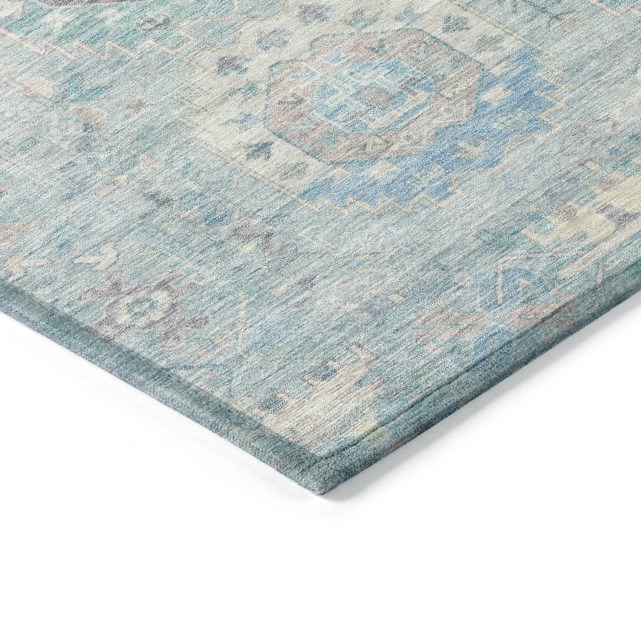 10' X 14' Sky Blue Beige And Blush Medallion Washable Indoor Outdoor Area Rug - Sports & Outdoor