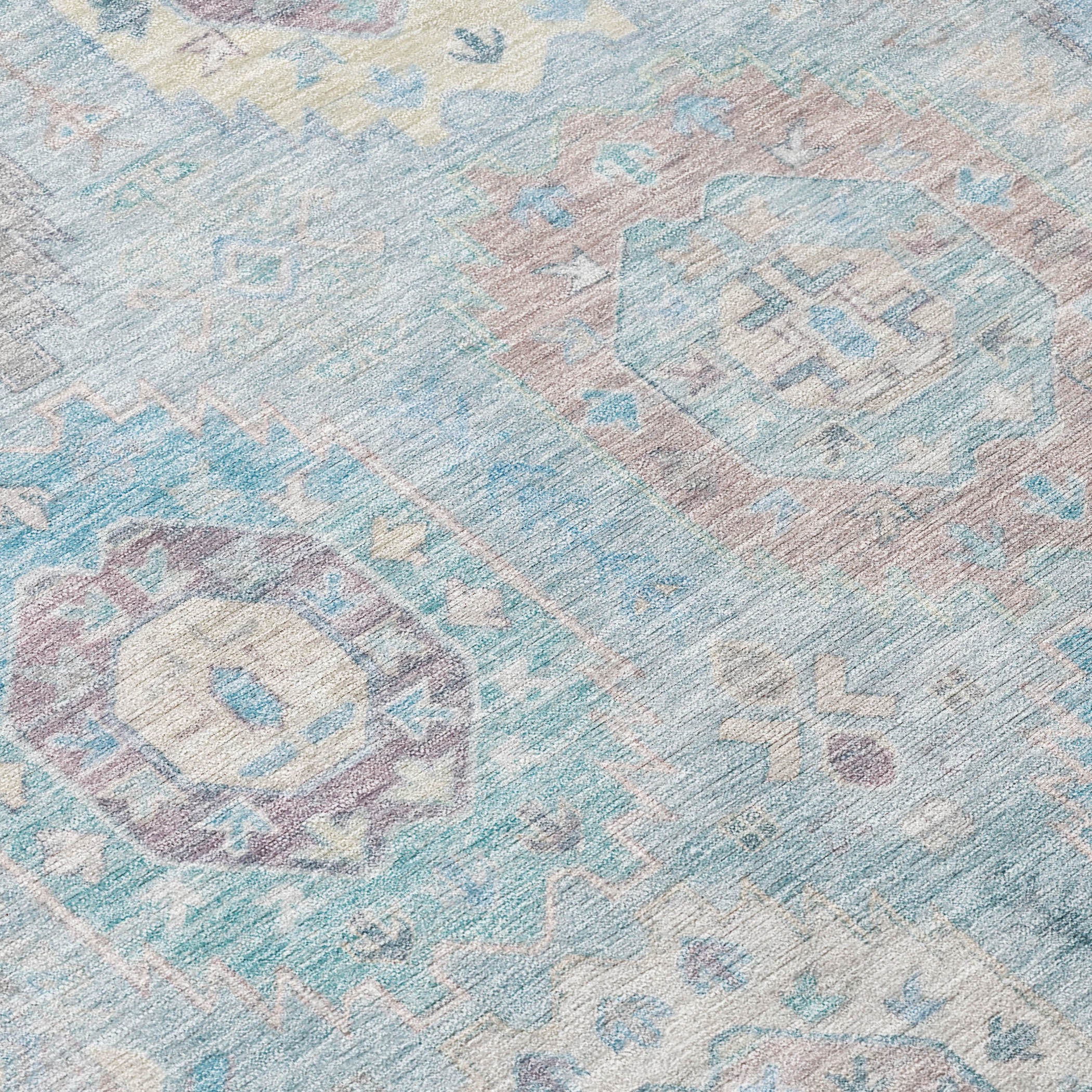 10' X 14' Sky Blue Beige And Blush Medallion Washable Indoor Outdoor Area Rug - Sports & Outdoor