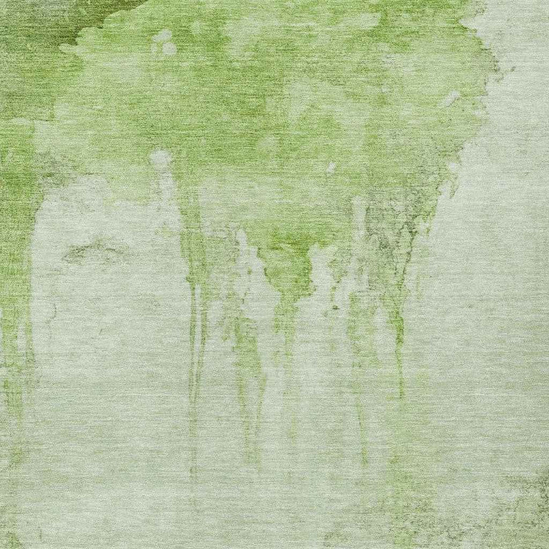 9' X 12' Artichoke Green And Ivory Abstract Washable Indoor Outdoor Area Rug