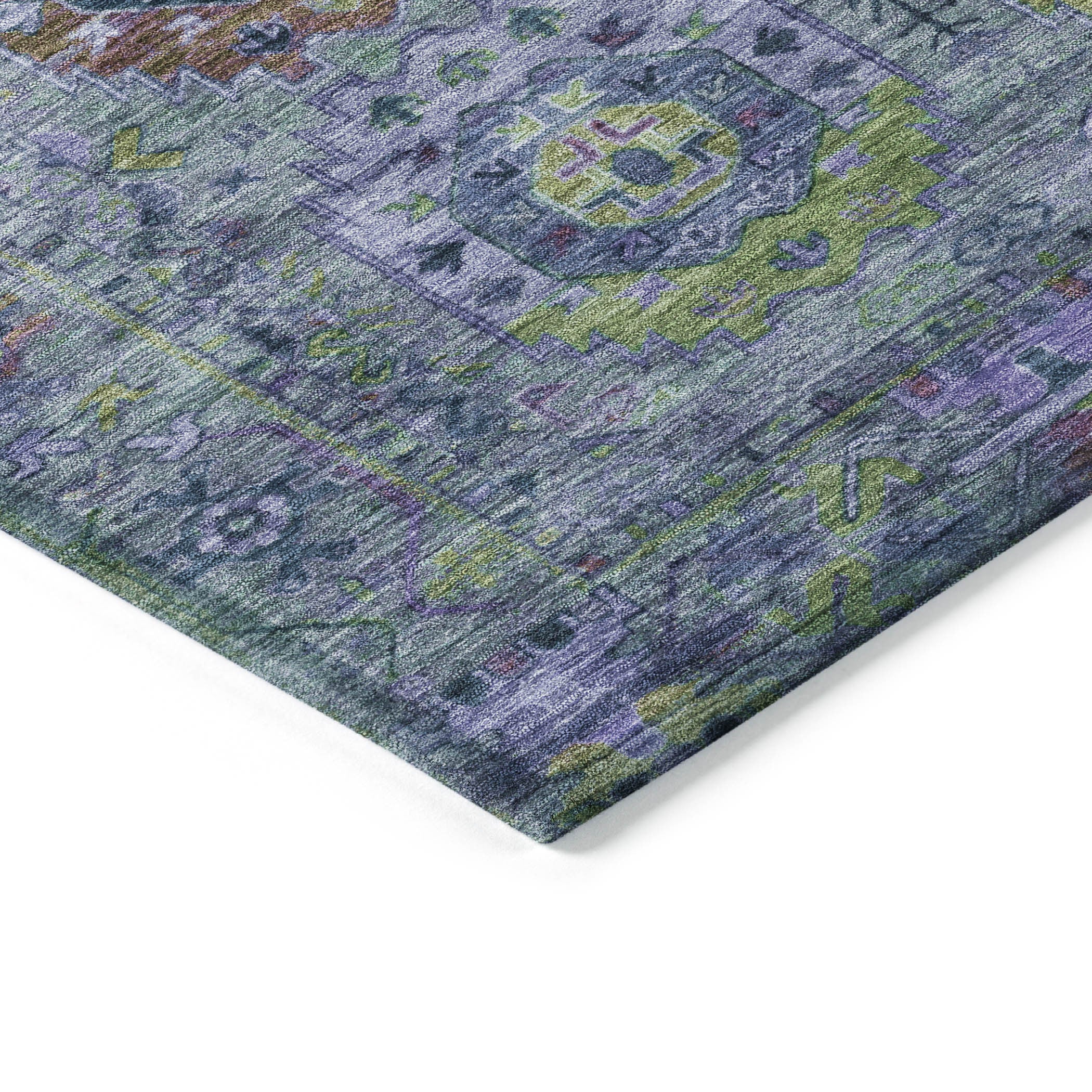 10' X 14' Green Blue And Purple Medallion Washable Indoor Outdoor Area Rug - Sports & Outdoor
