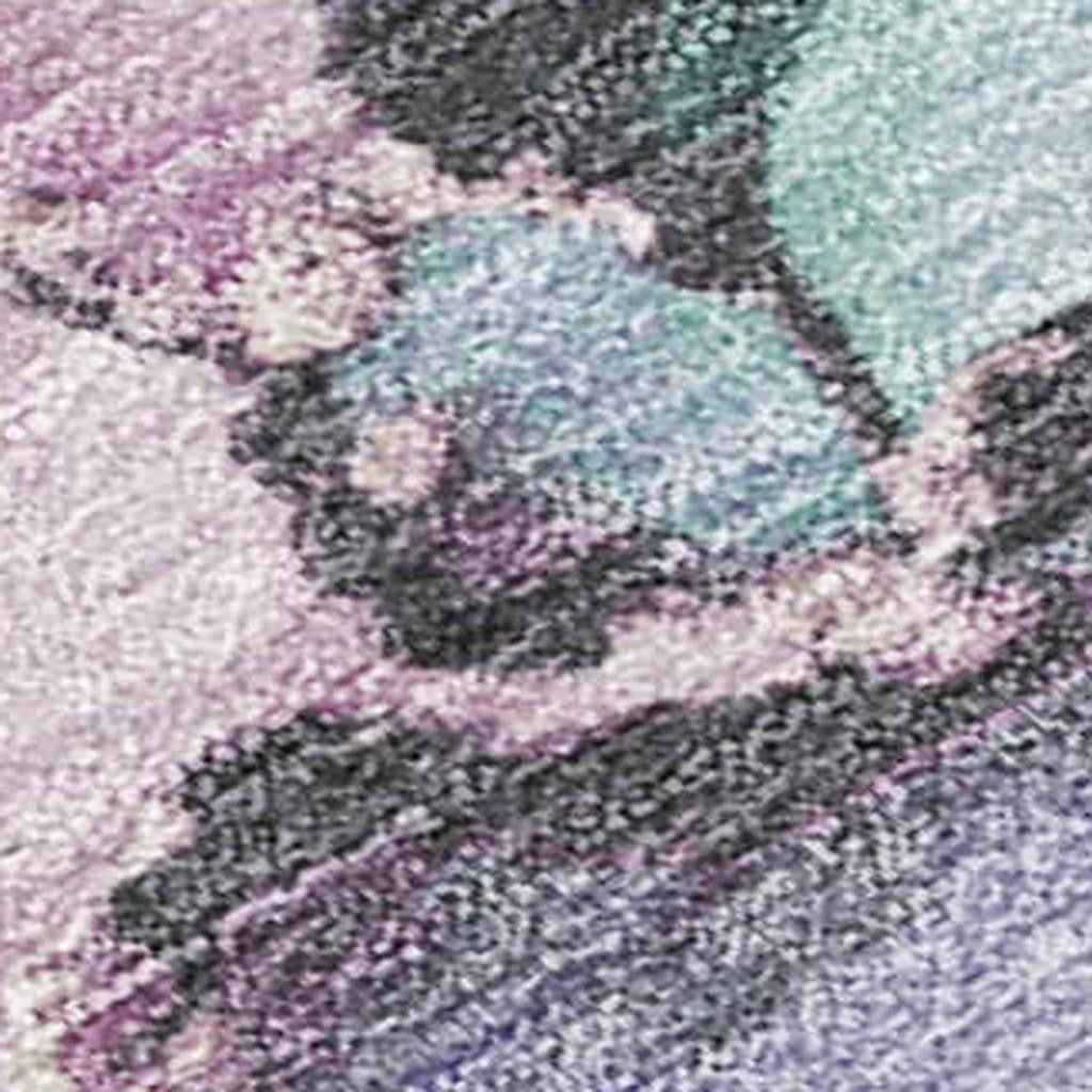 5' X 8' Pale Aqua And Lavender Abstract Washable Indoor Outdoor Area Rug