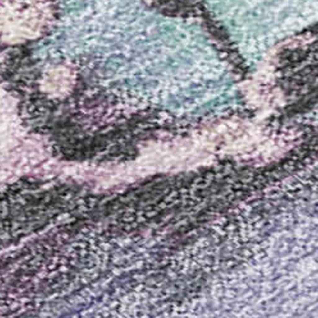 5' X 8' Pale Aqua And Lavender Abstract Washable Indoor Outdoor Area Rug