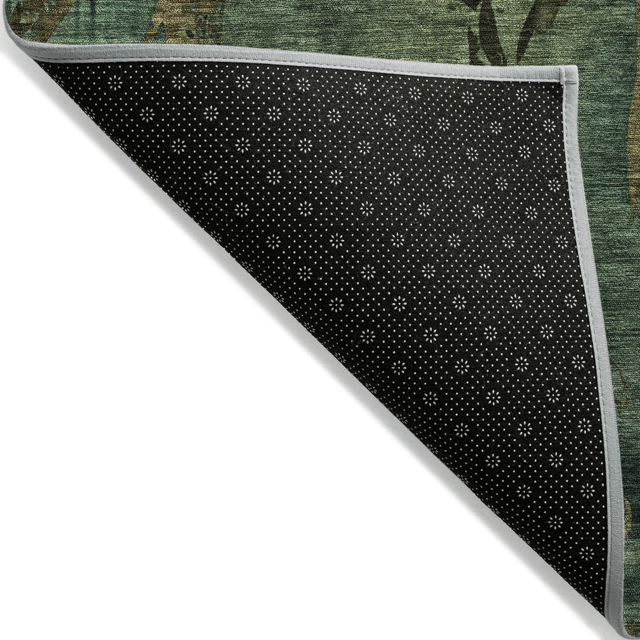 10' X 14' Green And Brown Botanical Leaves Washable Indoor Outdoor Area Rug - Sports & Outdoor