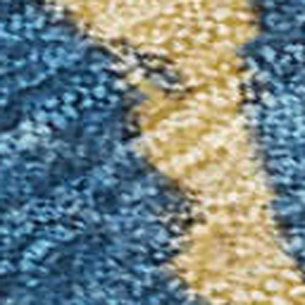 3' X 5' Blue And Gold Damask Washable Indoor Outdoor Area Rug