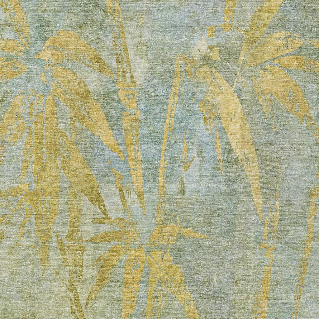 3' X 5' Sage And Gold Botanical Leaves Washable Indoor Outdoor Area Rug - Sports & Outdoor