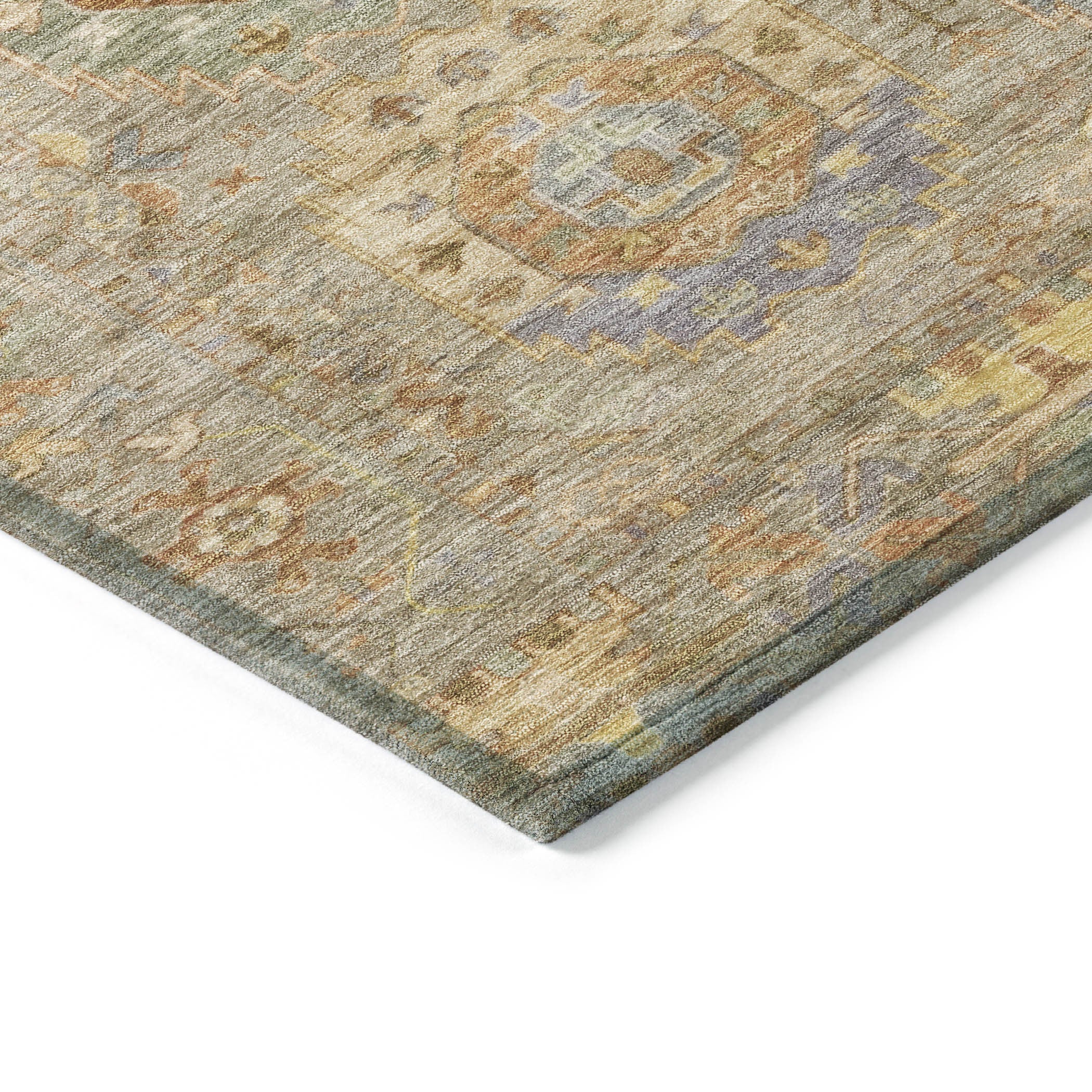10' X 14' Taupe Gold And Lavender Medallion Washable Indoor Outdoor Area Rug - Sports & Outdoor