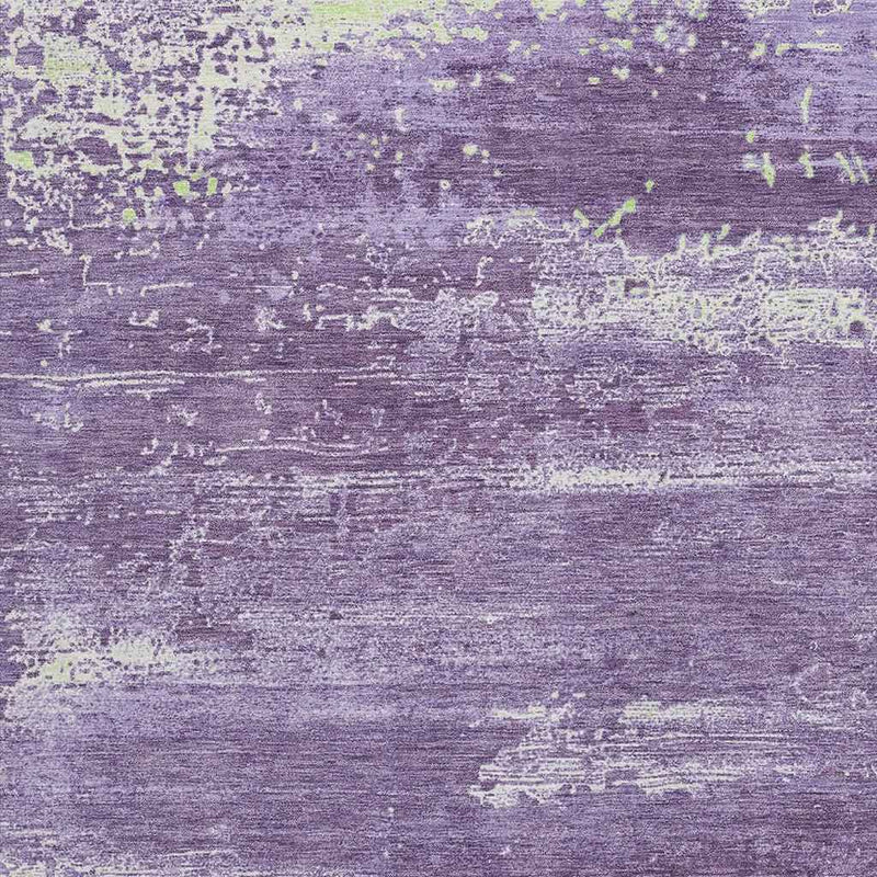 10' X 14' Purple And Ivory Abstract Washable Indoor Outdoor Area Rug