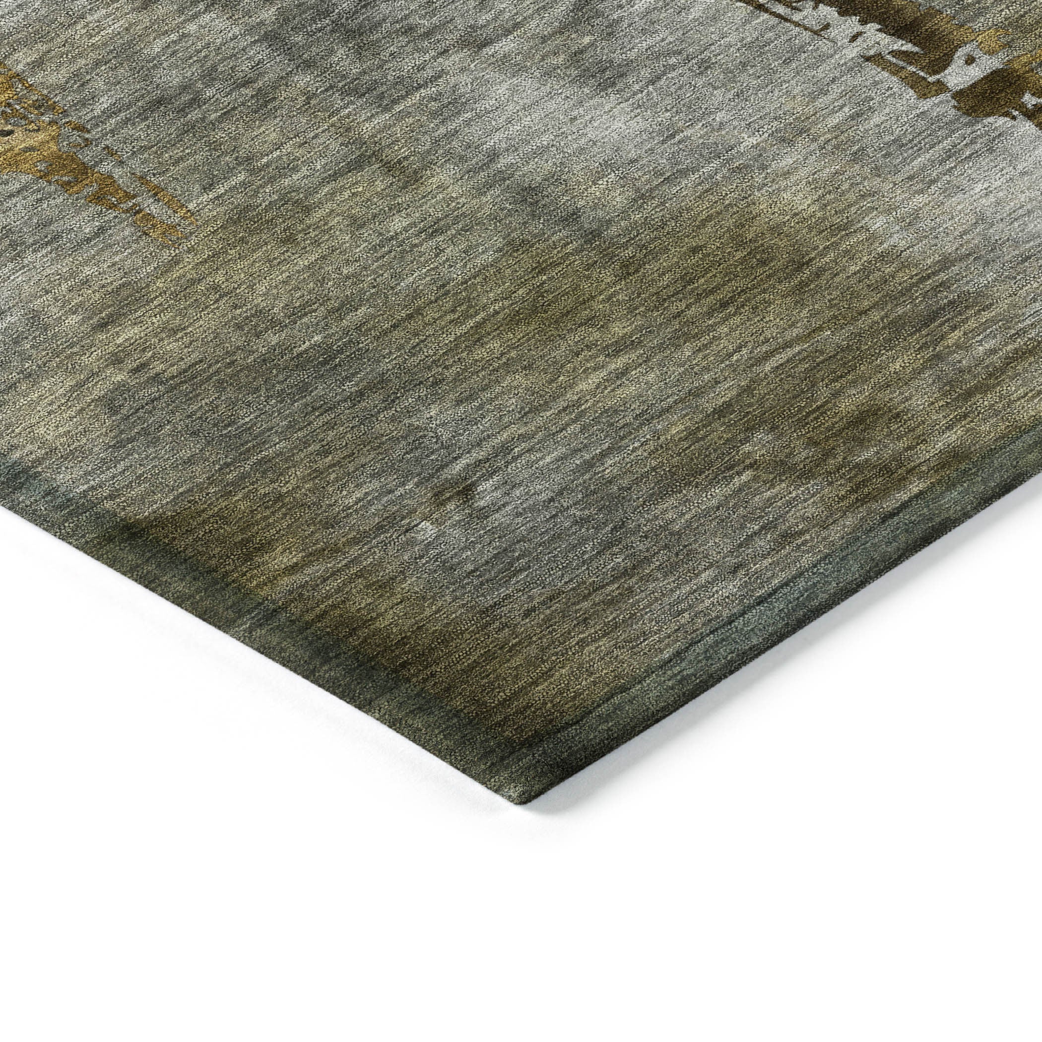 10' X 14' Pewter And Gold Botanical Leaves Washable Indoor Outdoor Area Rug - Sports & Outdoor