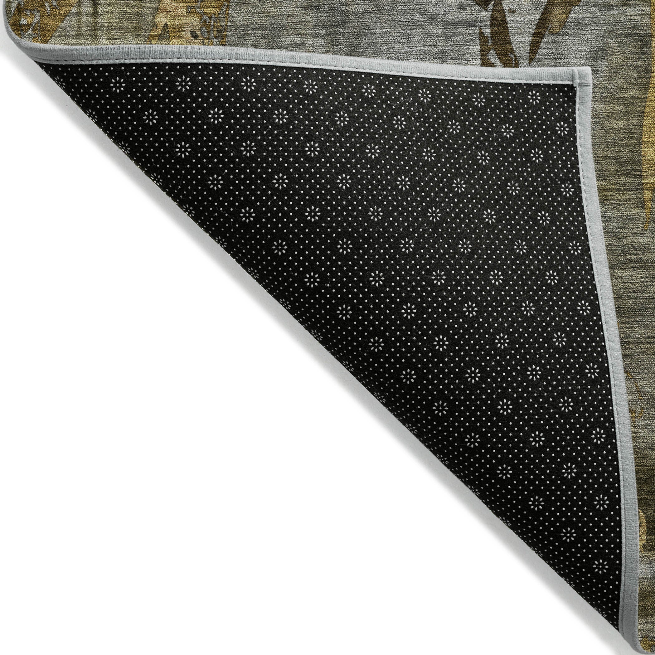 10' X 14' Pewter And Gold Botanical Leaves Washable Indoor Outdoor Area Rug - Sports & Outdoor