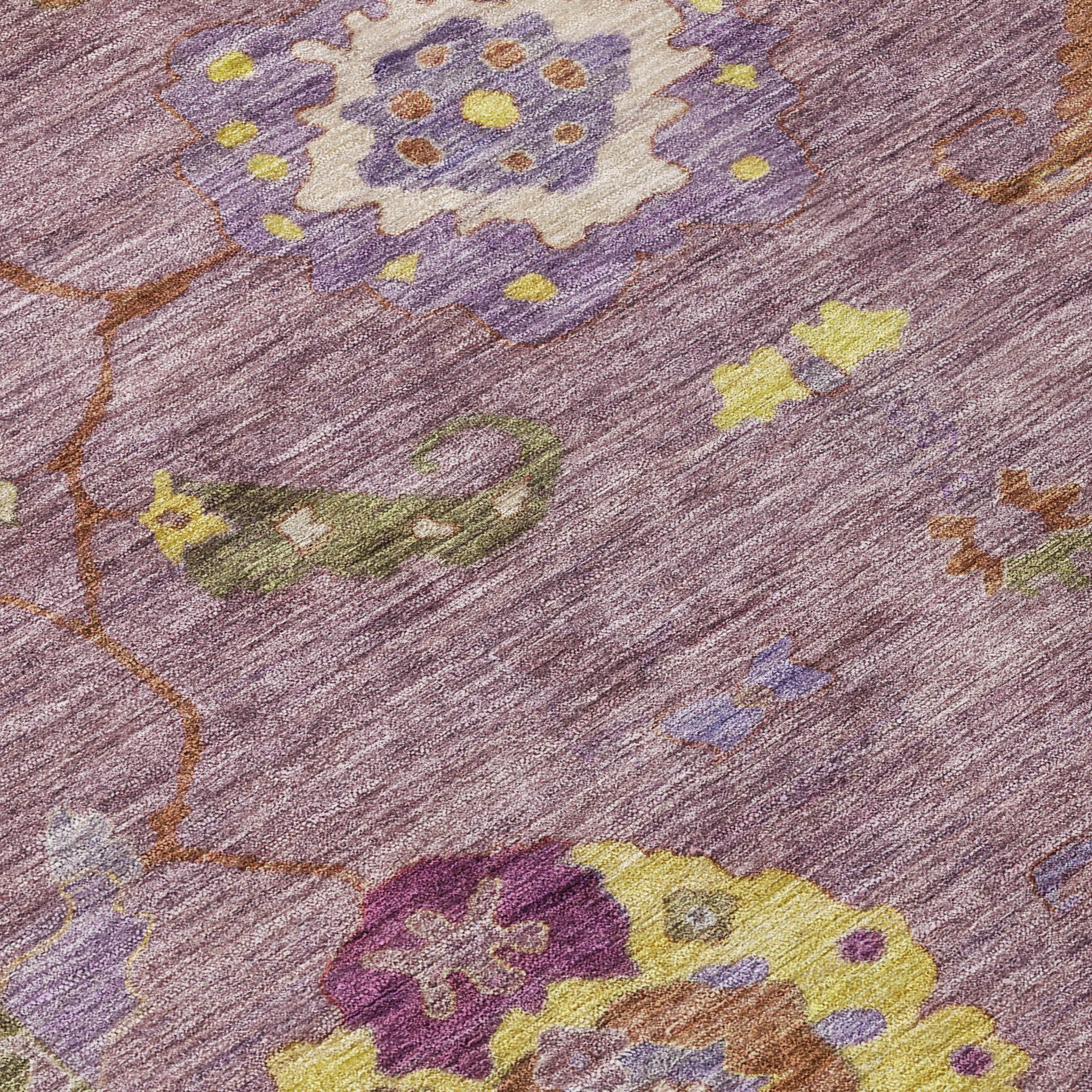 3' X 5' Merlot Plum And Gold Floral Medallion Washable Indoor Outdoor Area Rug - Sports & Outdoor