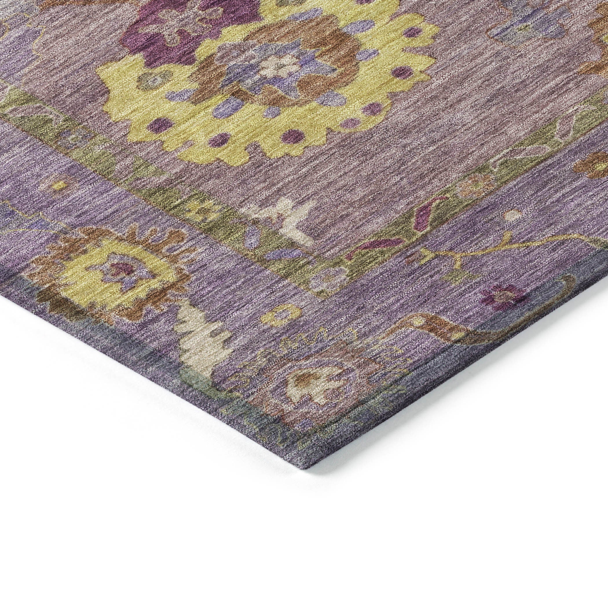 3' X 5' Merlot Plum And Gold Floral Medallion Washable Indoor Outdoor Area Rug - Sports & Outdoor