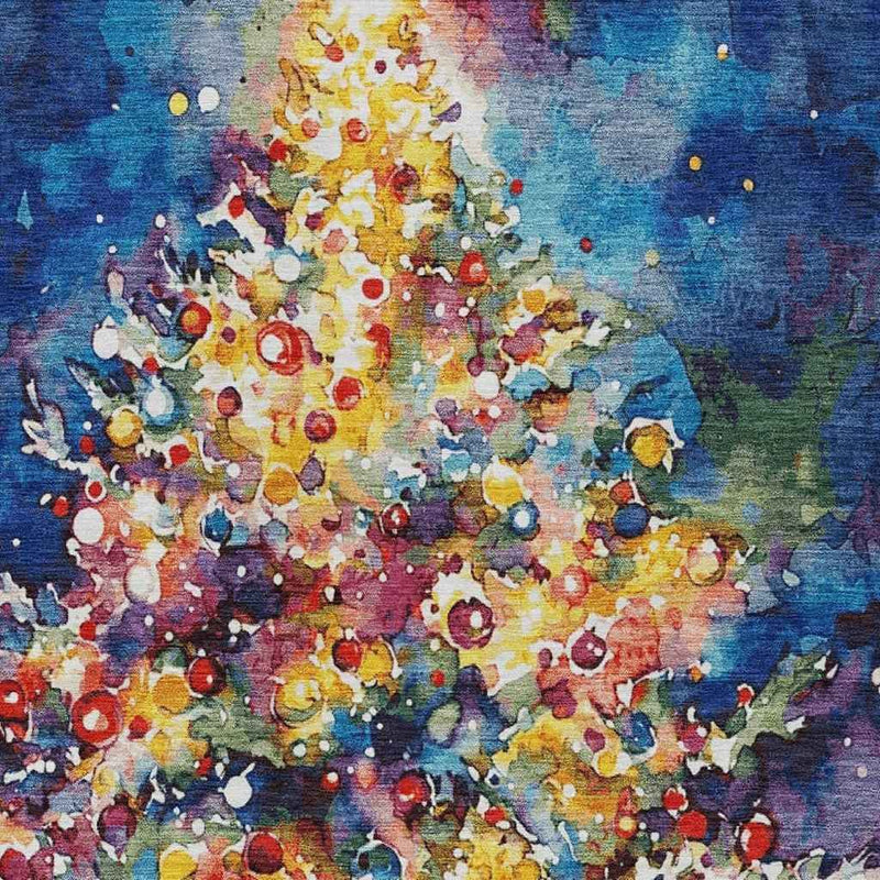 5' X 8' Navy Blue Gold Red And Purple Abstract Washable Indoor Outdoor Area Rug