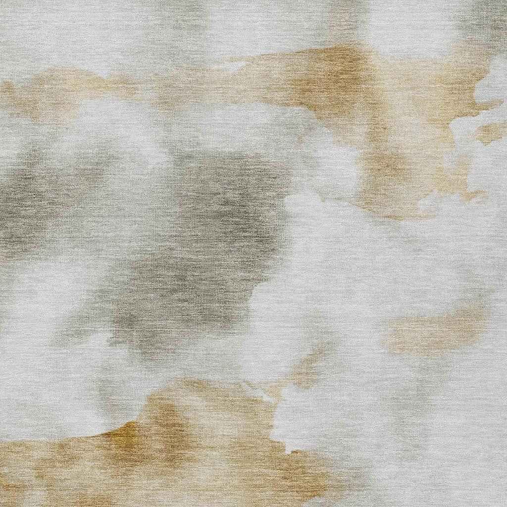 10' X 14' Beige Copper And Gray Abstract Washable Indoor Outdoor Area Rug