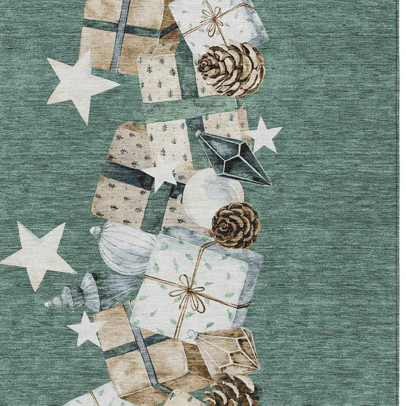 8' X 10' Pale Aqua Beige Ivory And Taupe Geometric Washable Indoor Outdoor Area Rug