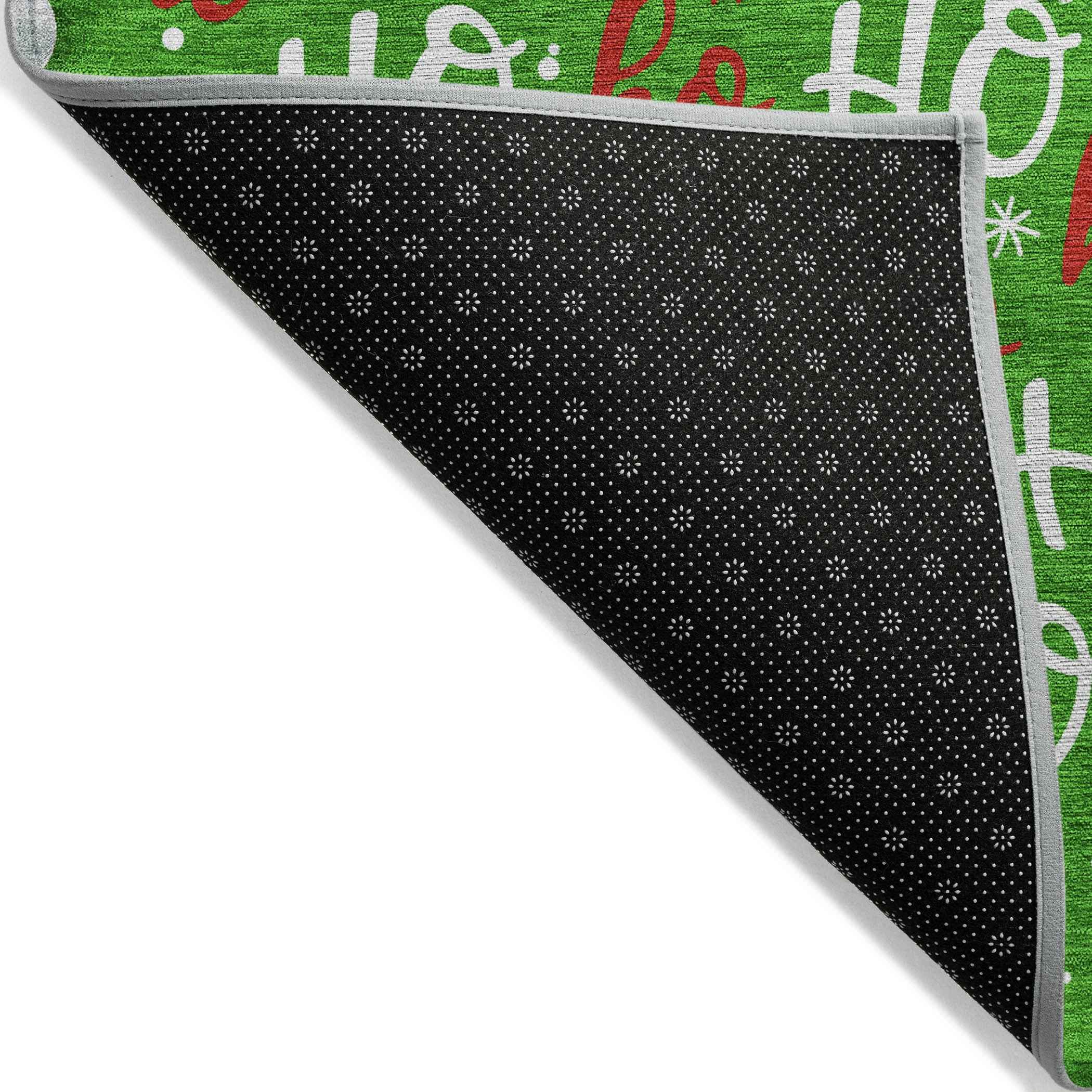 8' Green White And Red Round Polka Dot Washable Indoor Outdoor Area Rug