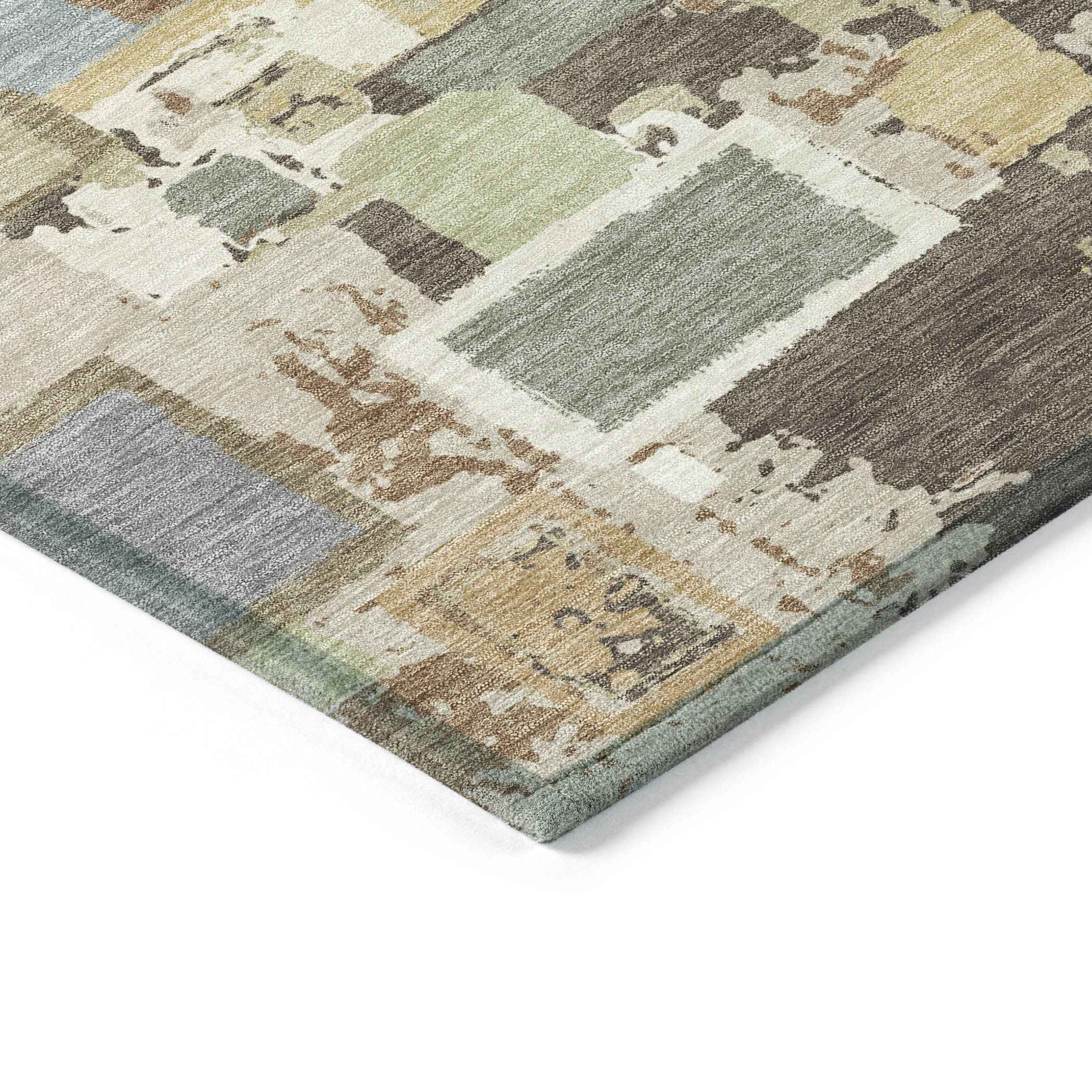 9' X 12' Brown Ivory And Gray Geometric Washable Indoor Outdoor Area Rug