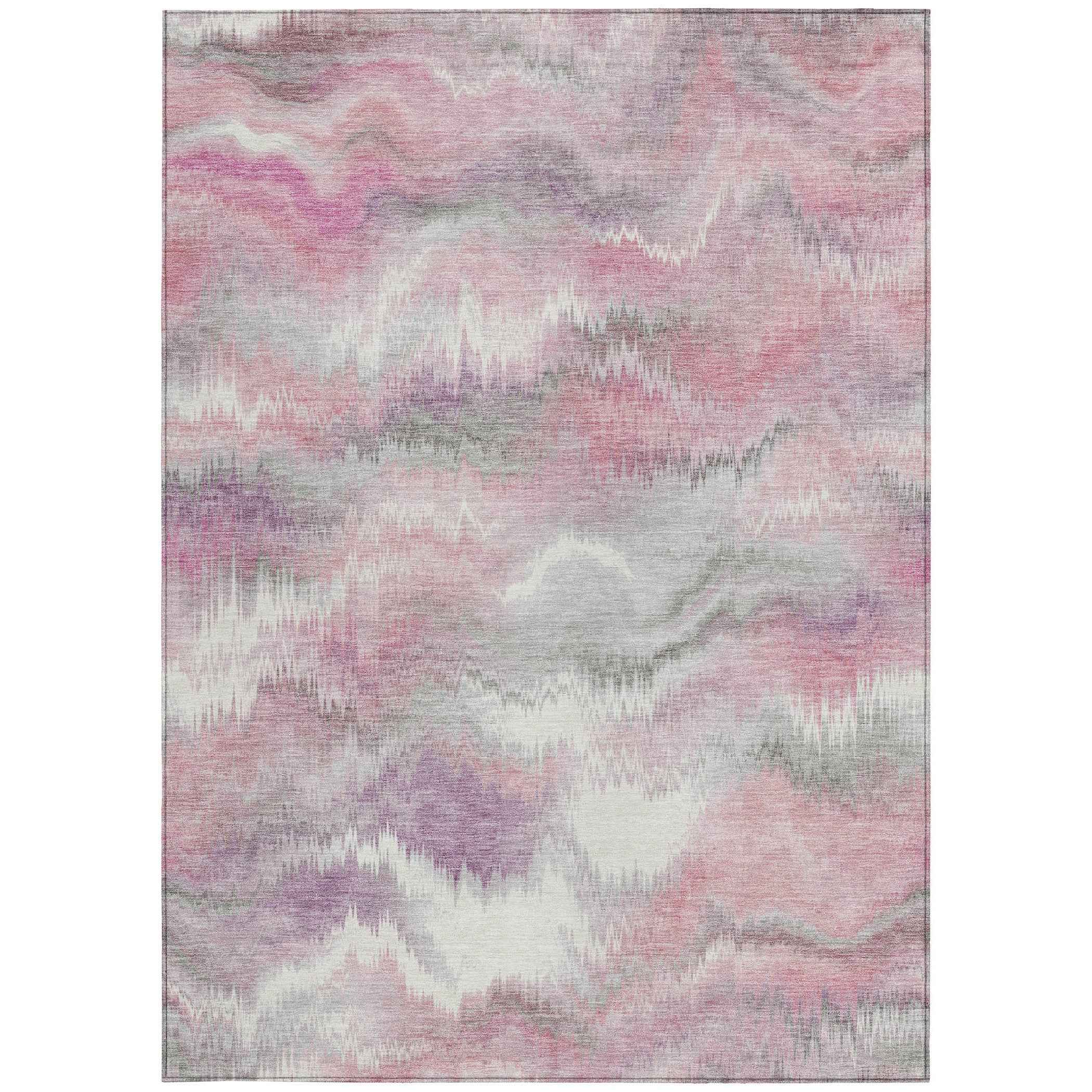 5' X 8' Blush And Ivory Abstract Washable Indoor Outdoor Area Rug