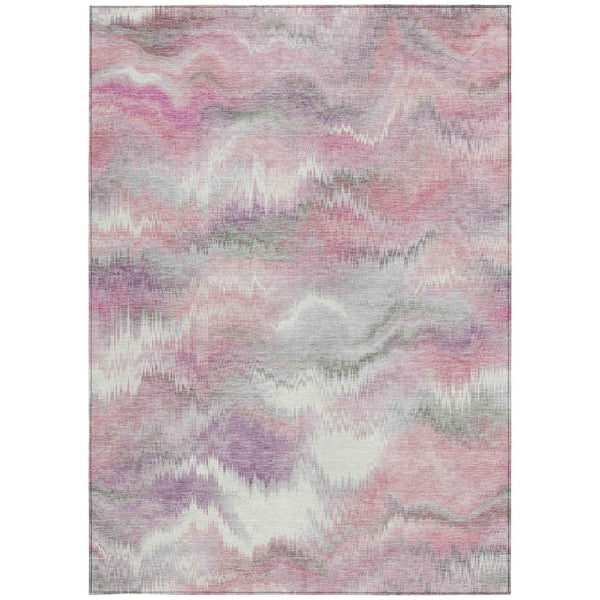 5' X 8' Blush And Ivory Abstract Washable Indoor Outdoor Area Rug
