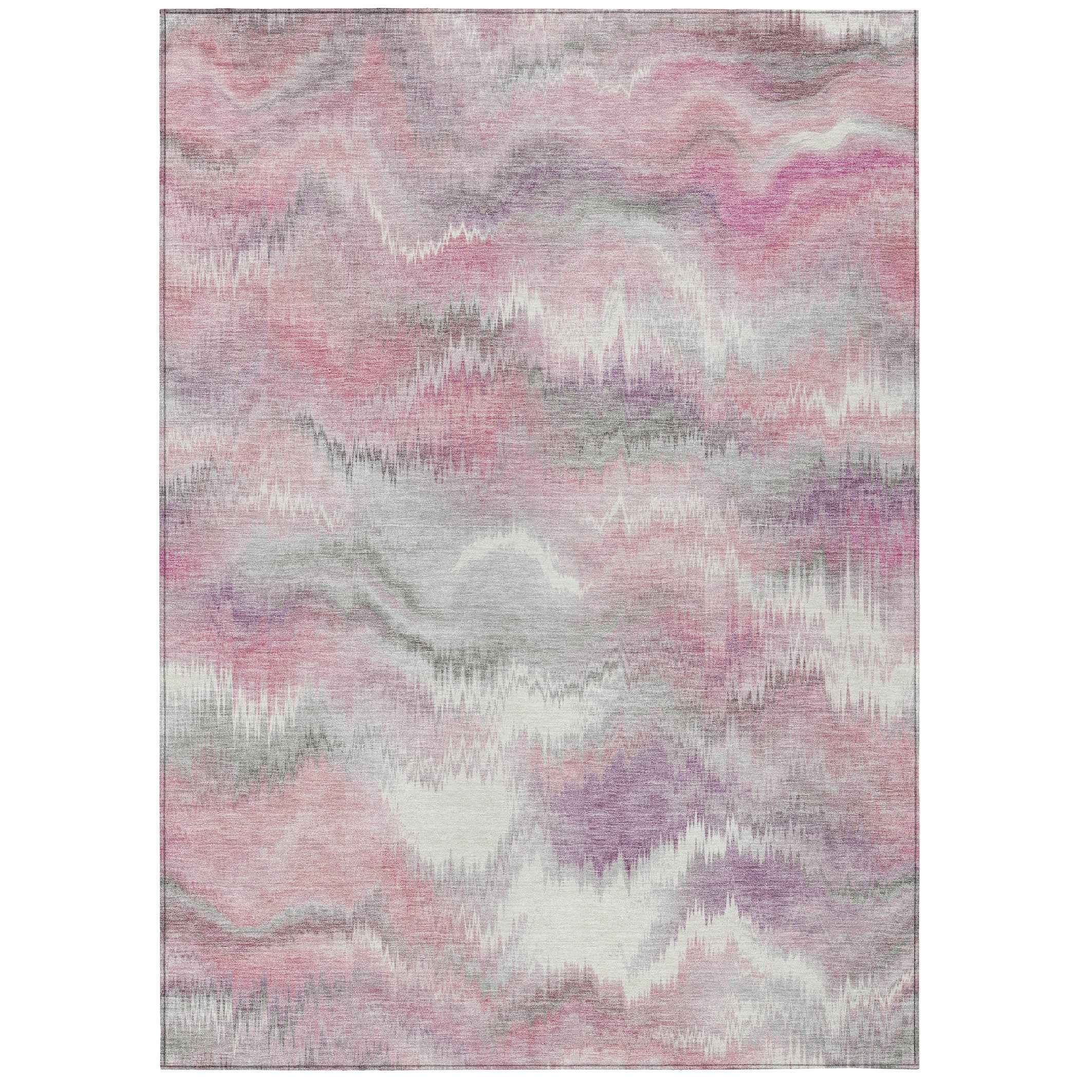 5' X 8' Blush And Ivory Abstract Washable Indoor Outdoor Area Rug
