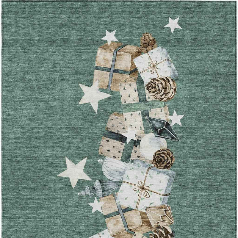 3' X 5' Pale Aqua Beige Ivory And Taupe Geometric Washable Indoor Outdoor Area Rug