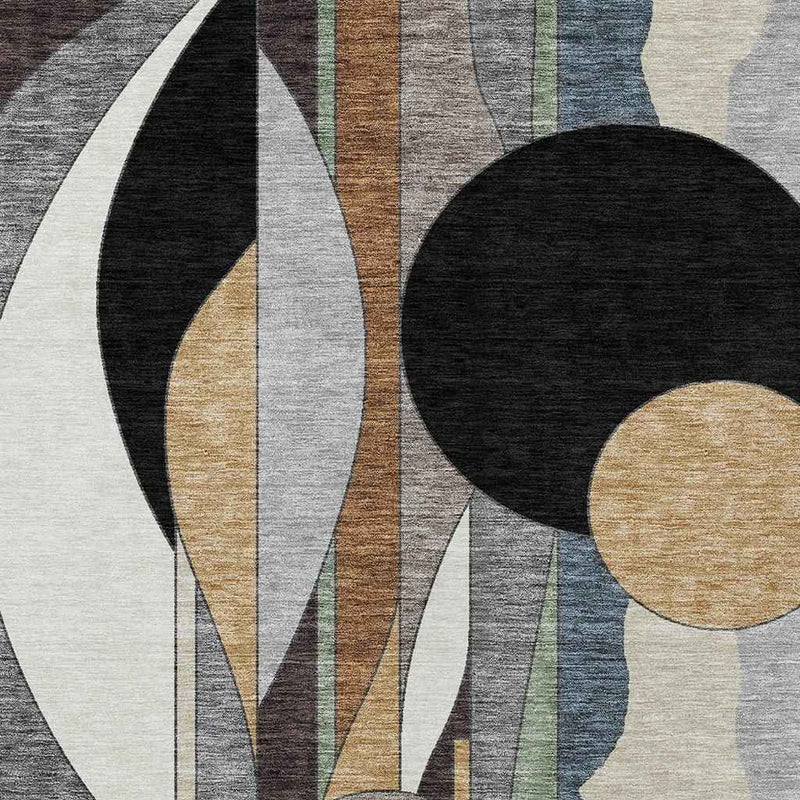 10' X 14' Gray Black And Gold Geometric Washable Indoor Outdoor Area Rug